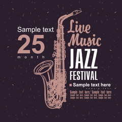 Music poster with a picture of a saxophone jazz festival