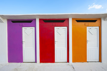 Coloured beach huts