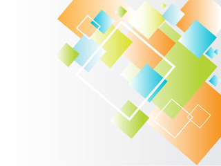 Modern abstract background with blue, orange and green squares