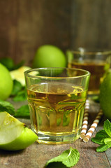 Fresh apple juice in a glass.