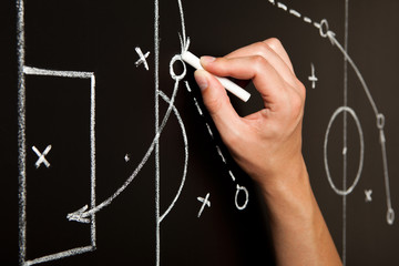 Obraz premium Hand Drawing Soccer Game Tactics
