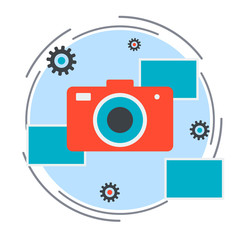 Obraz premium Photo camera flat design style vector illustration