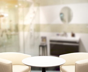 Table Top And Blur Interior Background