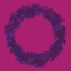 Retro vintage disco techno circles decorative frame