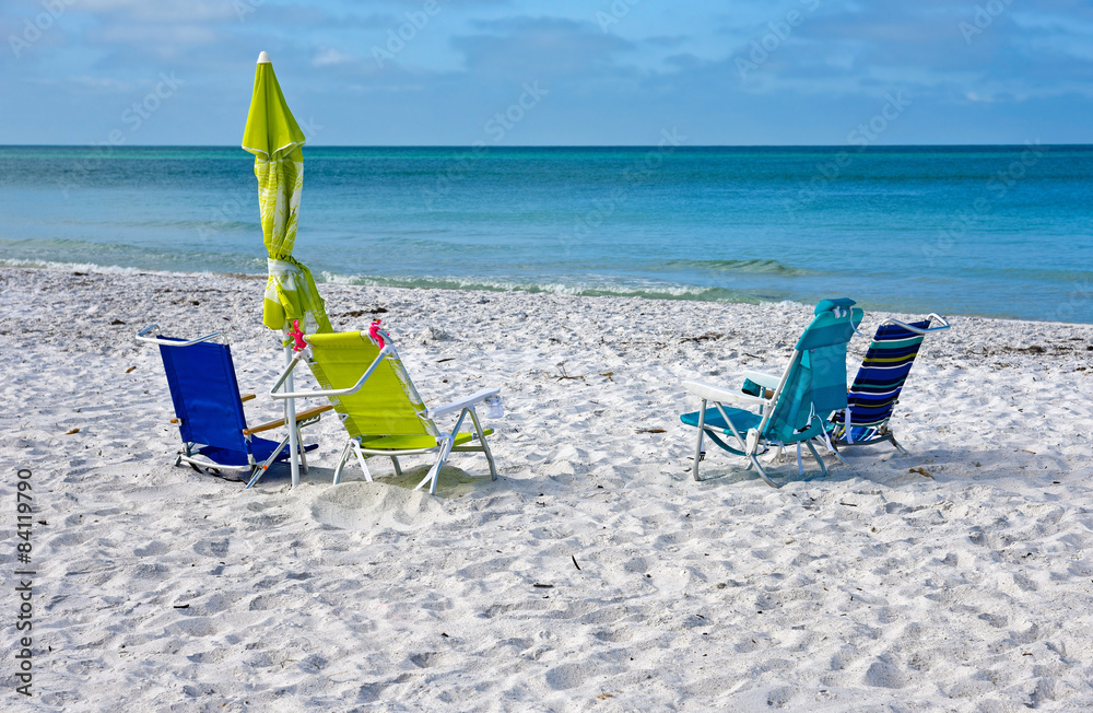 Wall mural Beach Chairs with Umbrella