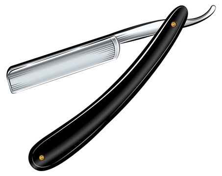 Vector Antique Straight Razor On White Background