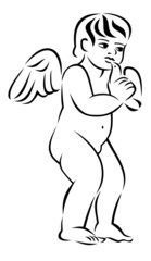 Fototapeta premium Cupid holding white dove