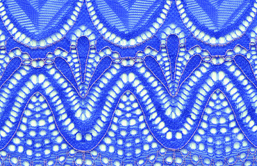 The macro shot of the blue lace texture material