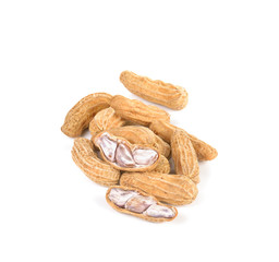 Peanuts on white ground