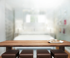 Table Top And Blur Background In Bedroom