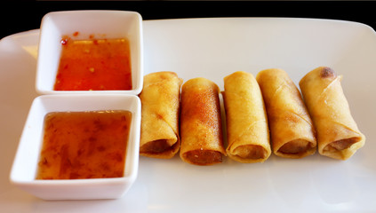 Delicious food spring rolls