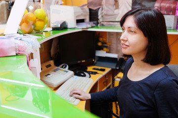 portrait of a girl cashier