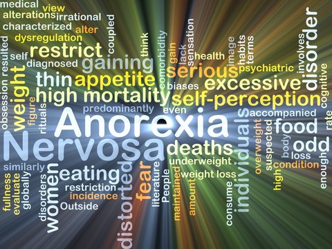 Anorexia nervosa background concept glowing