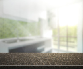 Table Top And Blur Interior Background