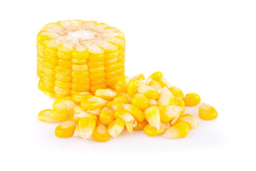 yellow corn isolated on the white