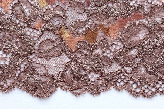 The macro shot of the lace texture material