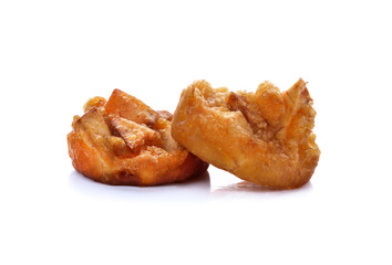 Close up bread, fried taro on white backgroud.