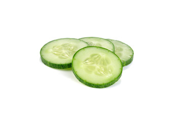 Fresh slice cucumber on white background