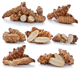 Jerusalem artichoke on a white background