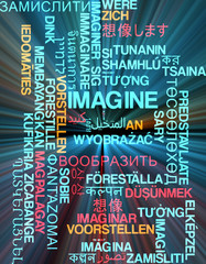 Imagine multilanguage wordcloud background concept glowing