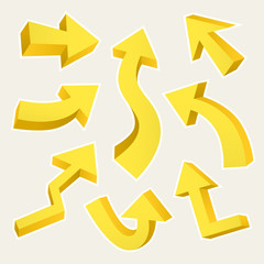 3D yellow arrows set