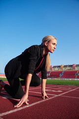 business woman ready to sprint