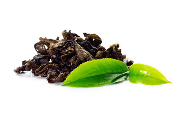 Heap of dry tea. Isolated on white background