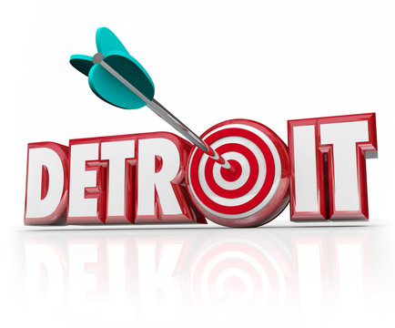 Detroit Word Arrow in Target Bulls-Eye Motor City Auto Industry