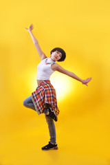 Fototapeta na wymiar Aerobic dancer dancing