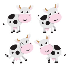 Illustration of four cows on a white background
