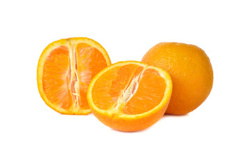 sliced orange on white background