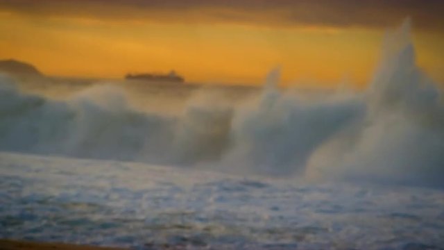 Ocean waves crashing on the shore
