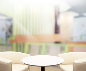 Table Top And Blur Office Background