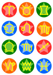 十二星座マークのアイコンイラスト