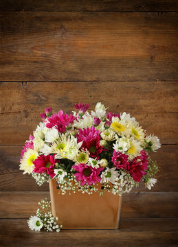 summer bouquet of pink and white flowers