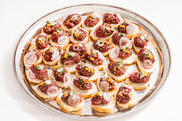 canape with meat