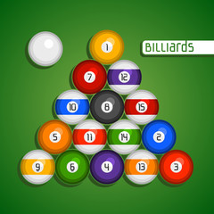 Set of balls for billiards