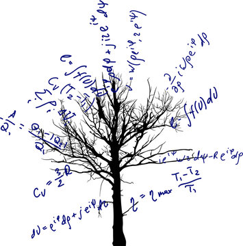 tree with mathematical equations illustration