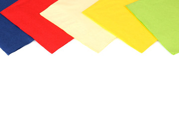 Serving colored paper napkins isolated on white background