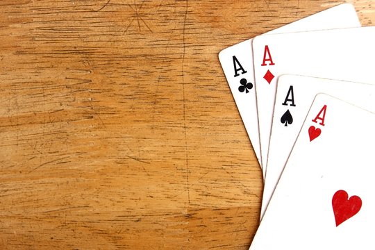 Four aces of a playing card deck