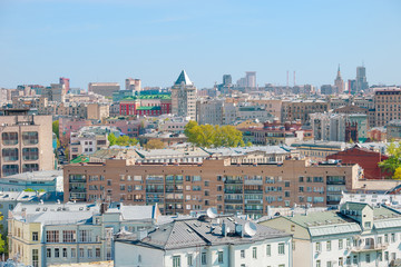 Obraz premium View of the roofs of residential houses in Moscow center