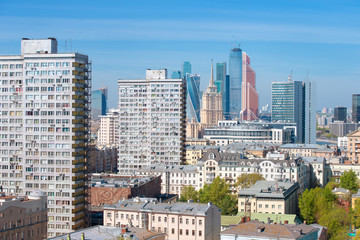 Fototapeta na wymiar View of skyscrapers Moscow City with New Arbat