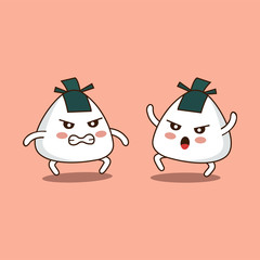 Vector Sumo Onigiri cartoon character illustration 