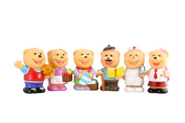 Fototapeta premium Bear various professions stand on a white background.