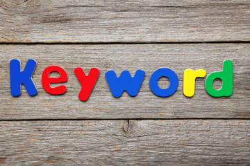 Keyword word made of colorful magnets