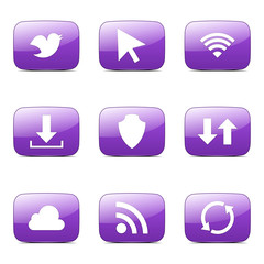 Web Internet Social Square Vector Violet Icon Design Set