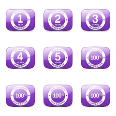 Warranty Guarantee Seal Square Vector Violet Icon Design Set