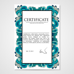 Graphic design template document with hand drawn ornament