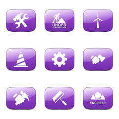 Construction Tools Square Vector Violet Icon Design Set 2