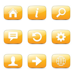 Web Internet Square Vector Yellow Icon Design Set